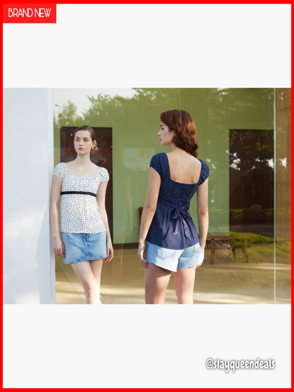 Square Neck Babydoll Top Peplum Cap Sleeve Going Out Y2K Style - Picture 7 of 7